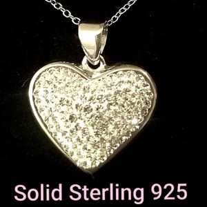 Solid Silver Designer Heart Necklace Sterling
